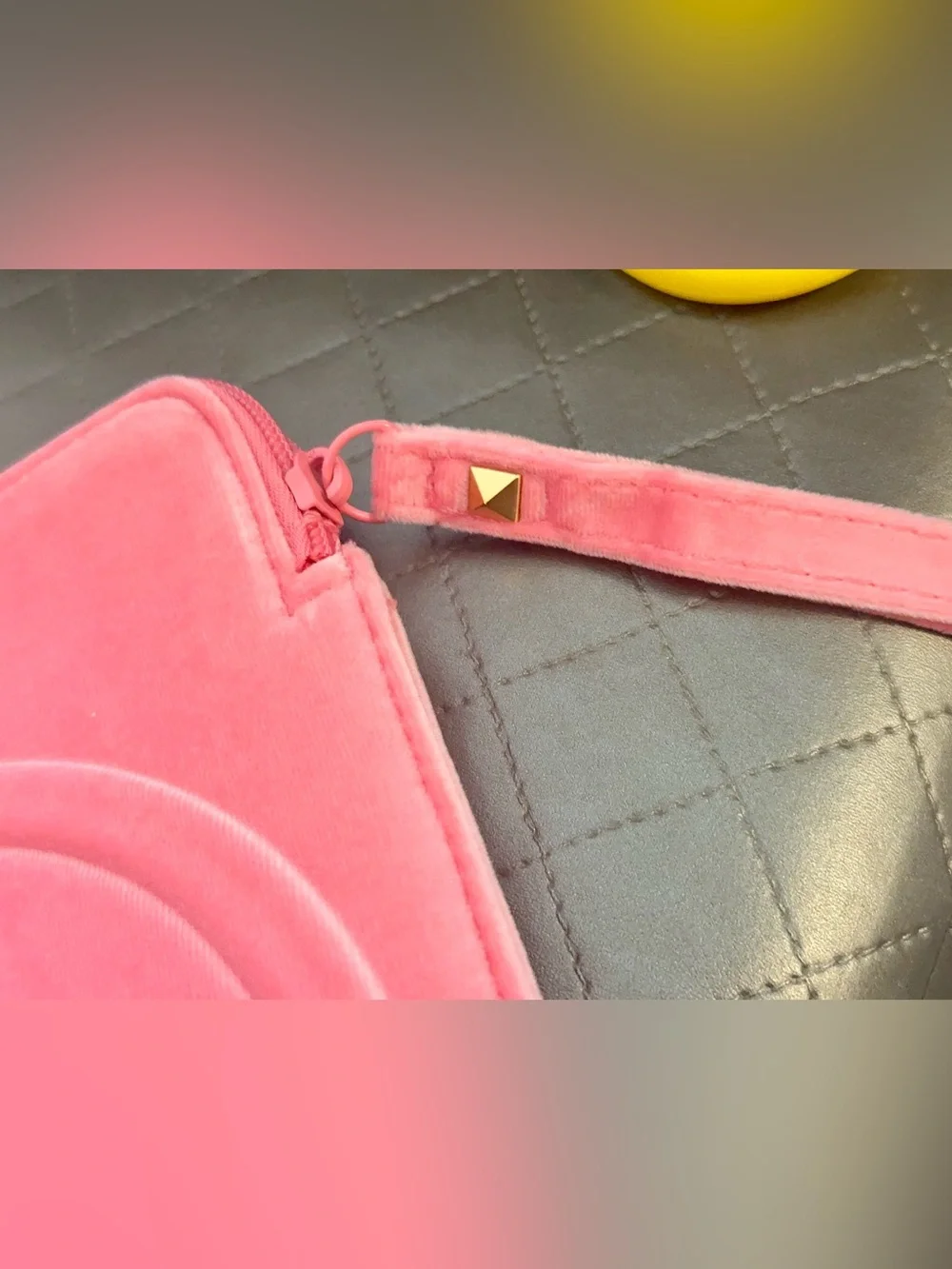 Valentino Coral Pink Embossed V Logo large Soft Velvet Laptop Sleeve